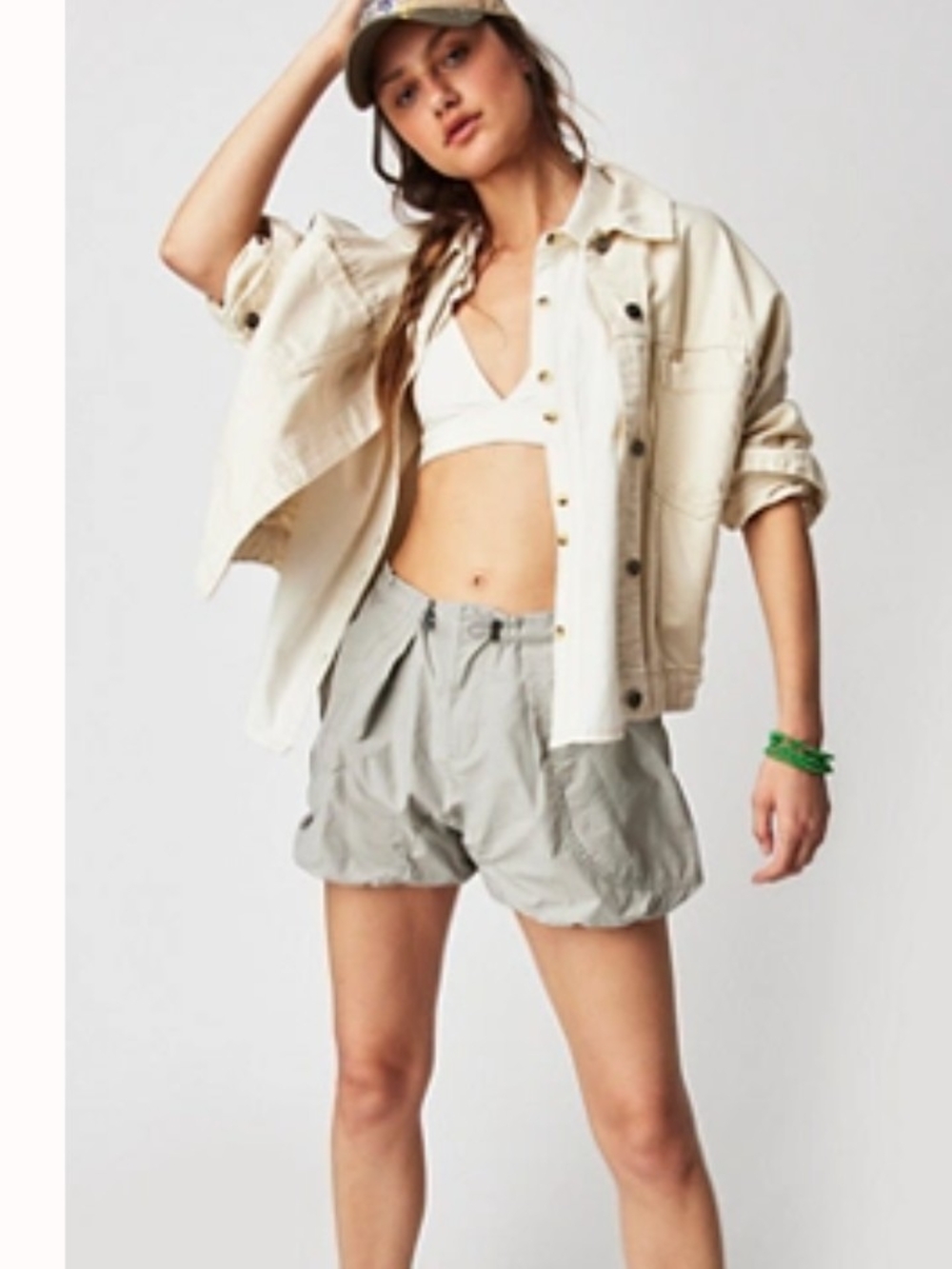 Free People Camp Out Nylon Parachute Shorts